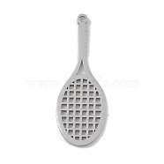 304 Stainless Steel Pendants, Laser Cut, Tennis Racket Charm, Stainless Steel Color, 28x10x1mm, Hole: 1mm(STAS-B062-02P)