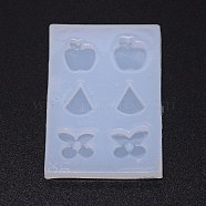 DIY Earring Silicone Molds, Resin Casting Pendant Molds, For UV Resin, Epoxy Resin Jewelry Making, Apple & Watermelon & Cherry, White, 63x43x6mm, Inner Diameter: 11.5~13x11~14mm(DIY-TAC0013-32)