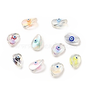 Transparent Glass Beads, with Enamel, Teardop with Evil Eye Pattern, Mixed Color, 18.5x12.5x8mm, Hole: 1.2mm(GLAA-F121-04)