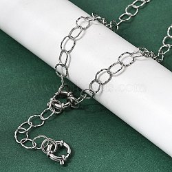 6.5MM 201 Stainless Steel Textured Oval Link Chain Necklaces for Unisex, Non-Tarnish, Stainless Steel Color, 21.85 inch(55.5cm)(NJEW-K302-16P)