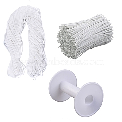 Gorgecraft Round Polyester & Spandex Elastic Band for Mouth Cover Ear Loop, Mouth Cover Elastic Cord Sets, with PE Nose Wire and Spools, White, 2.5~3mm, 100m/set, 100(3.93 inch)x3mm, 100pcs/set(EC-GF0001-04)