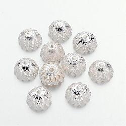 Iron Bead Caps, Silver Color Plated, 8x4mm(IFIN-D044-8x4-S)