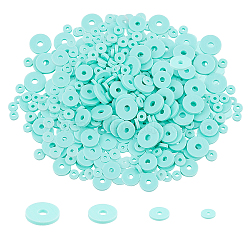 Eco-Friendly Handmade Polymer Clay Beads, Disc/Flat Round, Heishi Beads, Aquamarine, 11x7x3cm, about 2850~3000pcs/box(CLAY-PH0001-17A)