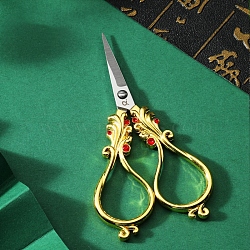 Stainless Steel Scissors, Embroidery Scissors, Sewing Scissors, with Zinc Alloy Rhinestone Handle, Golden, 100mm(WG54245-03)