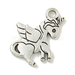 Tibetan Style Alloy Pendants, Cadmium Free & Lead Free, Unicorn, Antique Silver, 18.5x13x1.5mm, Hole: 1.8mm(FIND-U015-35AS)