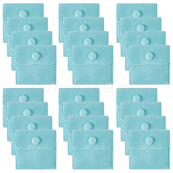 24Pcs Square Velvet Jewelry Bags, with Snap Fastener, Turquoise, 6.7~7.3x6.7~7.3x0.95cm(TP-FI0001-02F)