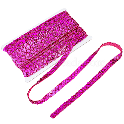 Plastic Paillette Beads, Sequins Beads, Ornament Accessories, 2 Rows Paillette Roll, Flat Round, Fuchsia, 15x1mm, about 13m/card(OCOR-WH0060-79B)