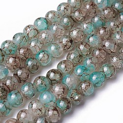 Spray Painted Glass Beads Strands, Round, Colorful, 8~8.5mm, Hole: 1.5mm, about 100pcs/strand, 31.1 inch(79cm)(GLAA-A038-C-48)