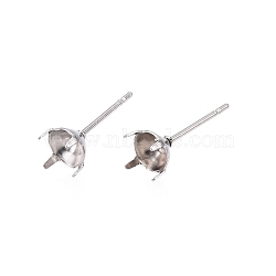 Non-Tarnish 316 Surgical Stainless Steel Stud Earring Setting, Fit for Rhinestone, Stainless Steel Color, Fit for 4.5mm Rhinestone, 13.5x5mm, Pin: 0.6mm(STAS-S117-023B)