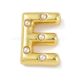 Brass Pendant, with ABS, Letter A~Z, Letter E, 21x15x6.5mm, Hole: 3.5mm(KK-M009-01E)