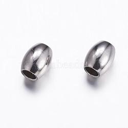 304 Stainless Steel Beads, Oval, Stainless Steel Color, 5x4mm, Hole: 2mm(STAS-P161-28-4mm)