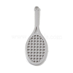 Non-Tarnish 304 Stainless Steel Pendants, Laser Cut, Tennis Racket Charm, Stainless Steel Color, 28x10x1mm, Hole: 1mm(STAS-B062-02P)