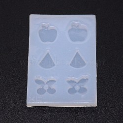 DIY Earring Silicone Molds, Resin Casting Pendant Molds, For UV Resin, Epoxy Resin Jewelry Making, Apple & Watermelon & Cherry, White, 63x43x6mm, Inner Diameter: 11.5~13x11~14mm(DIY-TAC0013-32)