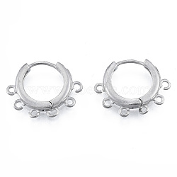 304 Stainless Steel Hoop Earrings Findings, with Vertical Loops, Stainless Steel Color, 17.5x21x2.5mm, Hole: 1mm, Pin: 1mm(STAS-N092-188)