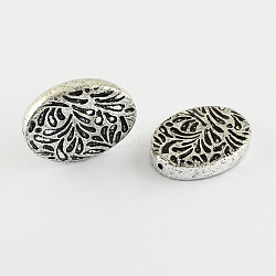 Antique Acrylic Beads, Oval, Antique Silver, 37x28.5x7mm, Hole: 2mm, about 96pcs/500g(PACR-S209-52AS-37mm)