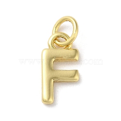 Rack Plating Brass Charms, Cadmium Free & Lead Free, Long-Lasting Plated, Real 18K Gold Plated, Letter F, 12x6x1.5mm, Hole: 3.2mm(KK-P245-06G-F)