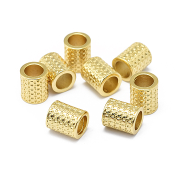 Rack Plating Brass European Beads, Large Hole Beads, Long-Lasting Plated, Column, Golden, 9x8mm, Hole: 5mm
