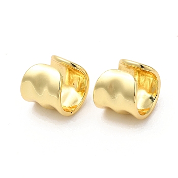 Brass Twist Cuff Earrings, Real 16K Gold Plated, 12x12.5x11mm