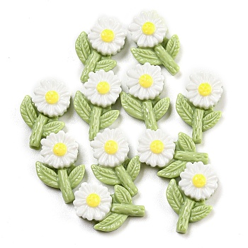 Luminous Opaque Epoxy Resin Decoden Cabochons, Glow in the Dark Flower, White, 11.5x7.5x3.5mm