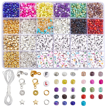 DIY Round Glass Seed Beads Bracelets Making Kits, Mixed Color, 4~12x0.6~6.5x0.6~4mm, Hole: 1~4mm