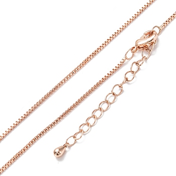 Brass Box Chain Necklaces, Long-Lasting Plated, Real Rose Gold Plated, 16.34 inch(41.5cm)