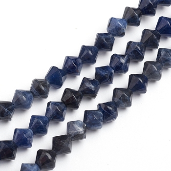 Natural Sodalite Beads Strands, Bicone, 5.7~6x6mm, Hole: 1mm ,14.37 inch(36.5 cm) ,about 63 pcs/Strand