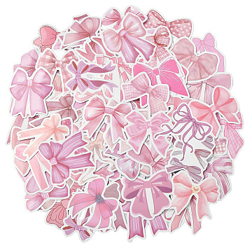 2 Sets PVC Plastic Decorative Sticker Labels, Bowkont Shape, Pink, 36~58x38.5~57.5x0.2mm, 103pcs/set