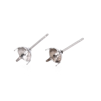 Non-Tarnish 316 Surgical Stainless Steel Stud Earring Setting, Fit for Rhinestone, Stainless Steel Color, Fit for 4.5mm Rhinestone, 13.5x5mm, Pin: 0.6mm