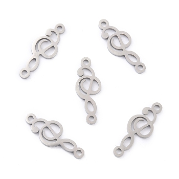 201 Stainless Steel Pendants, Treble Clef, Stainless Steel Color, 18.5x7x1mm, Hole: 1.4mm