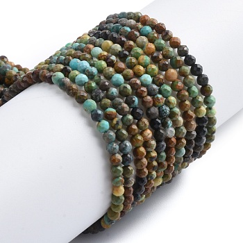 Natural Turquoise Beads Strands, Faceted, Round, 3mm, Hole: 0.5mm, about 130pcs/strand, 15.39''(39.1cm)