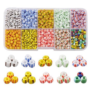 130G 10 Style Opaque Colours Seep Glass Seed Beads, Round Hole, Round, Mixed Color, 3~4.5x2.5~4.5mm, Hole: 0.5~1.5mm, 13g/style