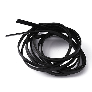 Flat Cowhide Rope, for Jewelry Making, Black, 6x2mm, about 0.87 Yard(0.8m)/pc