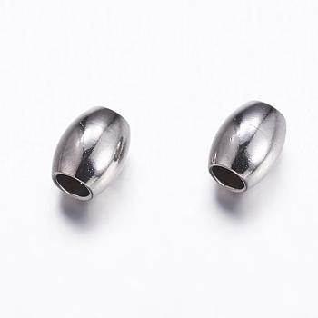 304 Stainless Steel Beads, Oval, Stainless Steel Color, 5x4mm, Hole: 2mm