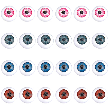 24 Pairs 4 Colors Craft Plastic Doll Eyeballs, Halloween Horor Props, Mixed Color, 20x10mm, 6 pairs/color