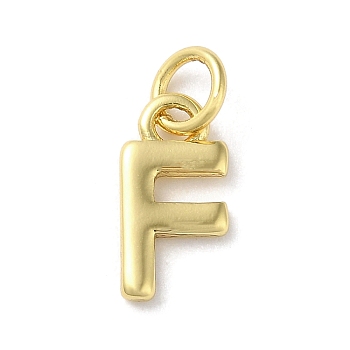 Rack Plating Brass Pendants, Cadmium Free & Lead Free, Long-Lasting Plated, Real 18K Gold Plated, Letter F, 12x6x1.5mm, Hole: 3.2mm