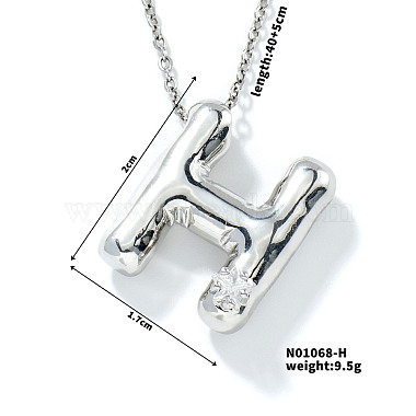 Clear Letter H Cubic Zirconia Necklaces