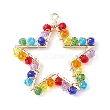 Real 18K Gold Plated Colorful Star Brass Pendants