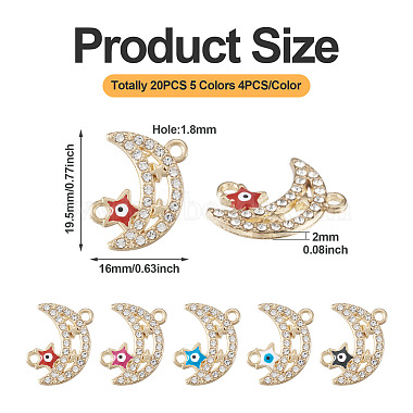 20Stück 5 Farben Mondlegierungs-Emaille-Verbindungsanhänger(FIND-TA0002-19)-3