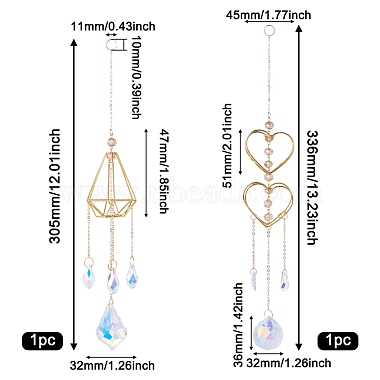 Elecrelive 2Pcs 2 Style Colorful Glass Hanging Crystal Pendant Ornament(HJEW-EL0001-17)-2