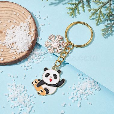 Porte-clés pendentif en émail en alliage de flocon de neige et de panda(KEYC-JKC00630-04)-3