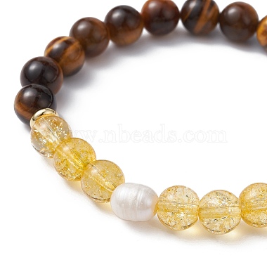 Natural & Synthetic Mixed Gemstone & Pearl Beaded Stretch Bracelets(BJEW-JB09726)-4