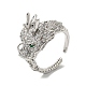 Dragon Brass with Clear Cubic Zirconia Open Cuff Ring(RJEW-L111-01P)-1