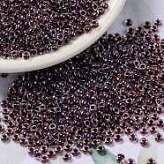 MIYUKI Round Rocailles Beads, Japanese Seed Beads, 8/0, (RR3208) Magic Purple Cranberry Lined Crystal, 3mm, Hole: 1mm, about 422~455pcs/10g(X-SEED-G008-RR3208)