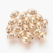 Brass Spacer Beads, Oval, Nickel Free, Real 18K Gold Plated, 6x4mm, Hole: 1mm(X-KK-T016-15G)