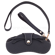 Imitation Leather Glasses Cases, with Lanyard & Alloy Swivel Clasps, for Eyeglass, Sun Glasses Protector, Multifunctional Storage Bag, Black, 625mm(AJEW-WH0248-24B)