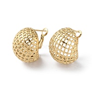 304 Stainless Steel Hollow Earrings, Hollow Half Round, Real 14K Gold Plated, 23x19.5mm(STAS-Z052-26G)