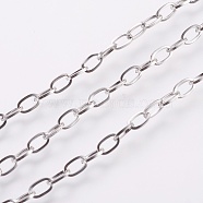 3.28 Feet 304 Stainless Steel Cable Chains, Unwelded, Flat Oval, Stainless Steel Color, 7x4x1mm(X-CHS-F003-10P)