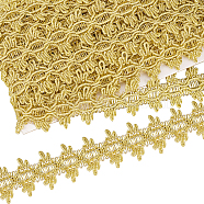 Filigree Corrugated Lace Ribbon, for Clothing Accessories, Floral Pattern, Gold, 1-1/4 inch(32mm), 20 yards/card(OCOR-WH0080-66A)
