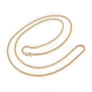 304 Stainless Steel Curb Chain Necklaces, with Lobster Clasp, Golden, 29.5 inch(75cm), 3mm(NJEW-G283-03G)