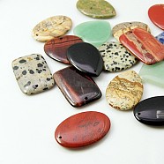 Gemstone Pendants, Mixed Style, Mixed Color, 25~30x20~30x4~5mm, Hole: 1mm(X-G-D051-M)